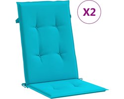 vidaXL - Stoelkussens - 2 - st - hoge - rug - stof - turquoise