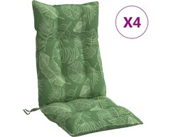 vidaXL - Stoelkussens - 4 - st - hoge - rug - bladpatroon - oxford - stof