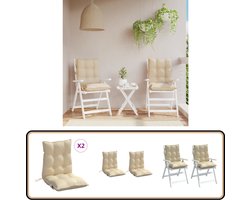 vidaXL Stoelkussens Beige 2 stuks Lage Rug Stoelkussens - Lounge Kussens - Tuinkussens - Outdoor Kussens - Kussens Voor Stoelen