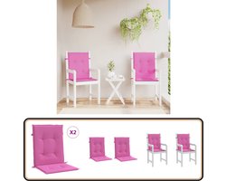 vidaXL Stoelkussens - Lage rug - Set van 2 - Roze Stoelkussens - Zitcushions - Lounge Cushions - Outdoor Furniture - Tuinkussens