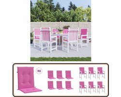 vidaXL Stoelkussens Stof Roze - Set van 6 Stoelkussens - Zitcushions - Lounge Cushions - Outdoor Furniture - Tuinkussens
