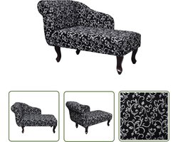 vidaXL Stoffen Bank - Chaise Lounge - Chaise longue stof zwart en wit - Loungebank - Relaxfauteuil - Comfortabele Fauteuil