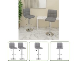 vidaXL Stoffen Barkrukken - Barstühlen - Barkrukken 2 st stof lichtgrijs - Barkrukken Grijs - Eetkamerstoel - Hoge Stoel