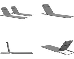 vidaXL - Strandmatten - inklapbaar - 2 - st - staal - en - stof - grijs