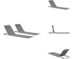 vidaXL Strandstoel - Strandstoelen - Stoel - Stoelen - Strandmatten inklapbaar 2 st staal en stof grijs