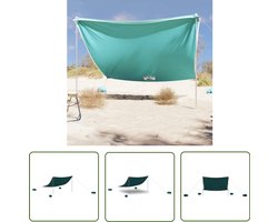 vidaXL Strandtent - Strandluifel - Strandluifel met zandankers 304x300 cm groen - Parasol - Zonnezeil - Buitendouche