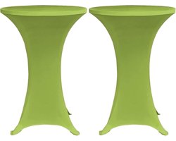 vidaXL Stretch Tafelhoes 2 stuks - Groen Tafelhoes - Stretchtastelhoes - Groene Tafelhoes - Partytafelaanschuif - Decoratief Tafelkleed