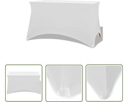 vidaXL Stretch Tafelhoes - Tafelhoes - Tafelhoes stretch wit 243x76x74 cm 2 st - Tafelbeschermer - Wit Tafelhoes - Event Tafelkleden