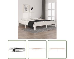 vidaXL Super King Bed - Houten Bedframe - Bedframe massief hout wit 180x200 cm - Wit Bed - Modern Bed - Stabiel Bedframe