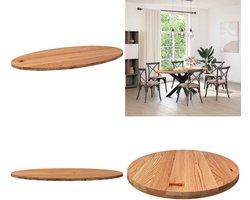 vidaXL Tafelblad 180x90x4 cm ovaal massief eikenhout lichtbruin - Tafelblad - Tafelbladen - Eettafelblad - Eetkamer Tafelblad