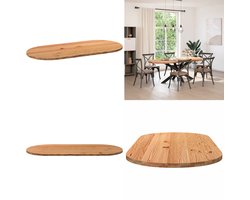 vidaXL Tafelblad 220x100x4 cm ovaal massief eikenhout lichtbruin - Tafelblad - Tafelbladen - Eettafelblad - Eetkamer Tafelblad