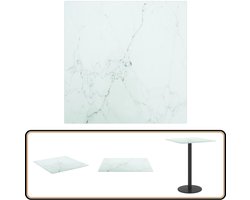 vidaXL Tafelblad - 30x30 cm - Marmeren look - Wit Tafelblad - Gehard Glas - Marmerdesign - Wit - Eetkamerstoel