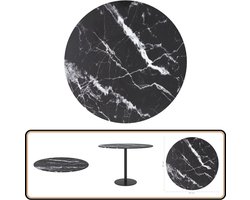 vidaXL Tafelblad ?60x0,8 cm - Zwart Marmeren Design Tafelblad - Gehard Glas - Marmerlook - Zwart - Eetkamerstoel