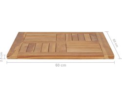 vidaXL - Tafelblad - 60x60x2,5 - cm - massief - teakhout