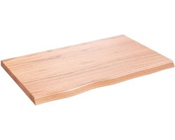 vidaXL - Tafelblad - 80x50x(2-4) - cm - behandeld - massief - eikenhout - lichtbruin