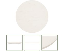 vidaXL Tafelblad - 90 cm - Massief Grenenhout - Wit Tafeltblad - Grenenhoute Tafelblad - Ronde Tafelblad - Wit Tafelblad - Massief Hout