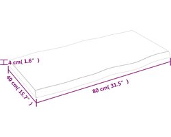 vidaXL - Tafelblad - natuurlijke - rand - 80x40x(2-4) - cm - eikenhout - lichtbruin