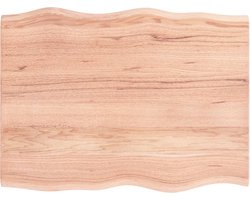 vidaXL - Tafelblad - natuurlijke - rand - 80x60x2 - cm - eikenhout - lichtbruin