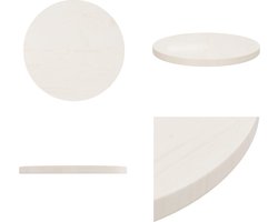 vidaXL Tafelblad Ø40x2,5 cm massief grenenhout wit - Tafelblad - Tafelbladen - Houten Tafelblad - Rond Tafelblad