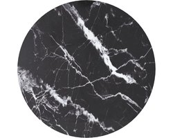 vidaXL - Tafelblad - Ø50x0,8 - cm - gehard - glas - met - marmeren - design - zwart