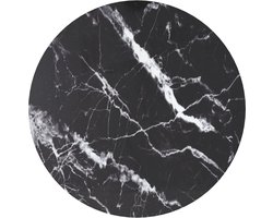 vidaXL - Tafelblad - Ø60x0,8 - cm - gehard - glas - met - marmeren - design - zwart