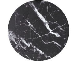 vidaXL - Tafelblad - Ø70x0,8 - cm - gehard - glas - met - marmeren - design - zwart