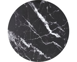 vidaXL - Tafelblad - Ø90x1 - cm - gehard - glas - met - marmeren - design - zwart