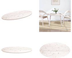 vidaXL - Tafelblad - ovaal - 100x50x2,5 - cm - massief - grenenhout - wit