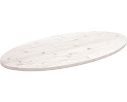 vidaXL - Tafelblad - ovaal - 110x55x2,5 - cm - massief - grenenhout - wit