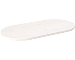 vidaXL - Tafelblad - ovaal - 110x55x2,5 - cm - massief - grenenhout - wit