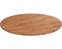 vidaXL - Tafelblad - rond - Ø - 60x1,5 - cm - bewerkt - massief - eikenhout - lichtbruin