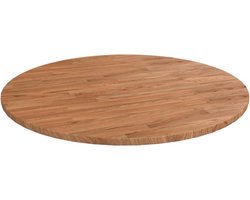 vidaXL - Tafelblad - rond - Ø70x1,5 - cm - bewerkt - massief - eikenhout - lichtbruin