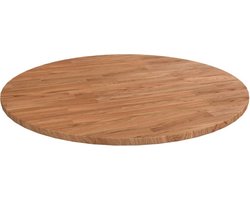 vidaXL - Tafelblad - rond - Ø80x1,5 - cm - bewerkt - massief - eikenhout - lichtbruin
