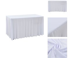 vidaXL Tafelhoes - Tafelhoezen - Tafelkleed - Tafelkleden - 2 st Tafelhoezen stretch met rok 120x60,5x74 cm wit