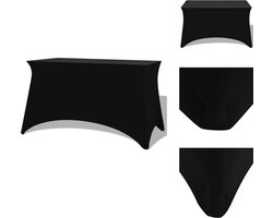 vidaXL Tafelhoes - Tafelhoezen - Tafelkleed - Tafelkleden - Tafelhoes stretch zwart 183x76x74 cm 2 st