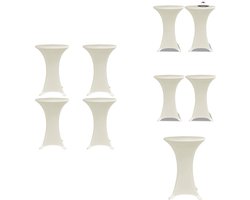 vidaXL Tafelkleed - Tafelkleden - Statafelkleed - Statafelkleden - Statafelhoes 4 st stretch Ø60 cm crème