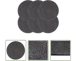vidaXL Tafellakens - Placemats - Placemats 6 st rond 38 cm jute donkergrijs - Jute Placemats - Donkere Placemats - Ronde Placemats