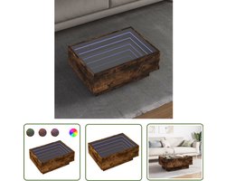 vidaXL Tafellamp - Salontafel - Salontafel met LED 70x50x30 cm bewerkt hout gerookt eikenkleur - Led Lamp - Houten Salontafel - Tv Stand