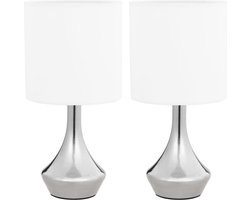 vidaXL Tafellampen 2 st met aanraakknop E14 wit