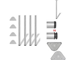 vidaXL Tafelpoot - Tafelpoten - Tafelschraag - Tafelschragen - Tafelpoten in hoogte verstelbaar chroom 870 mm 4 st
