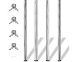 vidaXL - Tafelpoten - in - hoogte - verstelbaar - chroom - 1100 - mm - 4 - st