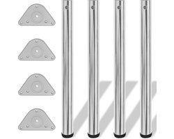vidaXL - Tafelpoten - in - hoogte - verstelbaar - chroom - 710 - mm - 4 - st