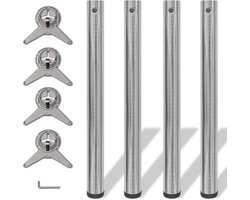 vidaXL - Tafelpoten - in - hoogte - verstelbaar - geborsteld - nikkel - 710 - mm - 4 - st