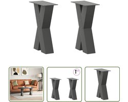 vidaXL Tafelpoten - Salontafelpoten - Salontafelpoten 2 st X-vormig 38x(42-43) cm staal antraciet - X-vormig - Metaal - Antraciet