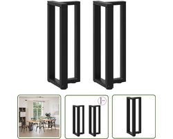 vidaXL Tafelpoten Zwart - Tafelt Poten - Console tafelpoten 2 st T-vormig 38x25x(72-73) cm staal zwart - T-vormige Tafelpoten - Consooltable Potten - Roestvrijstalen Tafelpoten