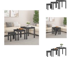 vidaXL Tafelset - Tafelsets - In Elkaar Passend Tafeltje - Tafeltjesset - Tafeltjesset 3 st massief grenenhout grijs