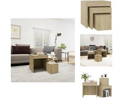 vidaXL Tafelset - Tafelsets - Tafel Set - Tafeltjesset - 3-delige Tafeltjesset bewerkt hout sonoma eikenkleurig