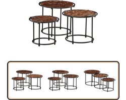 vidaXL Tafeltjesset 3-delig gerecycled hout Nesttafel - Nesttafels - Bijzettafel - Banktafel