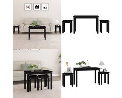 vidaXL - Tafeltjesset - 3 - st - massief - grenenhout - zwart