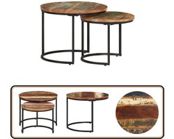 vidaXL Tafeltjesset van gerecycled hout Bijzettafel - Houten Bijzettafel - Recycle Materiaal - Multifunctionele Tafel - Decoratieve Tafel
